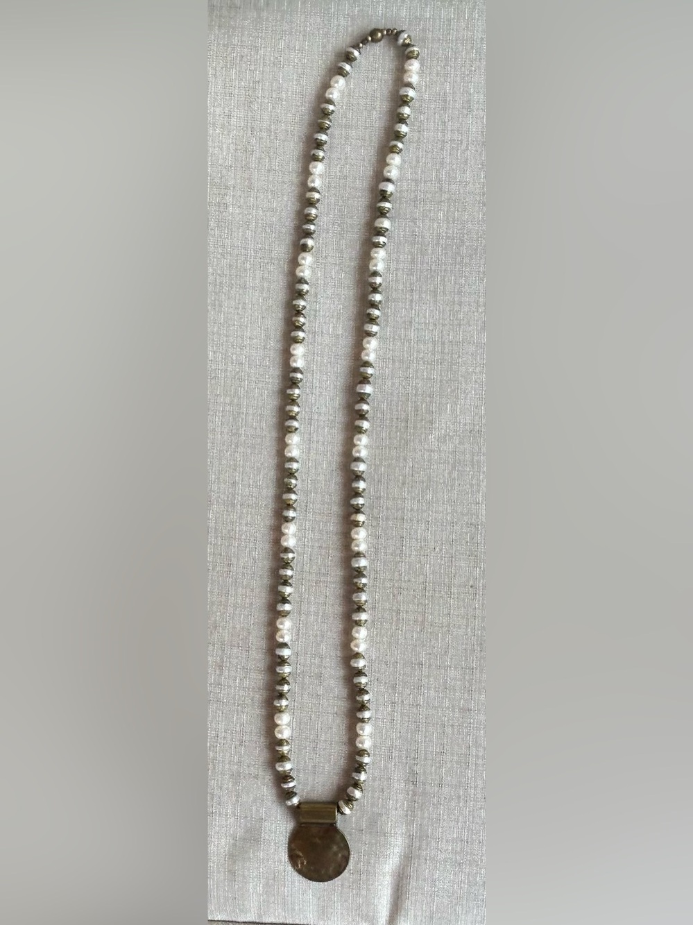 NWOT Artisan Freshwater Pearl and Brass Pendant Necklace - Picture 3 of 4